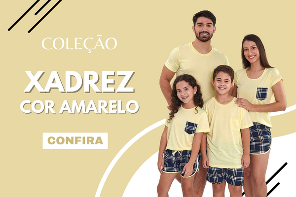 Pijamas Família Xadrez Amarelo