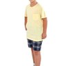 pijama infantil menino curto xadrez amarelo mania pijamas 3