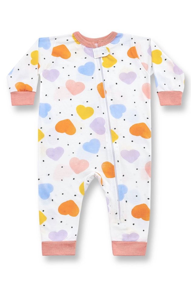 pijama macacao bebe longo inverno coracoes coloridos 2