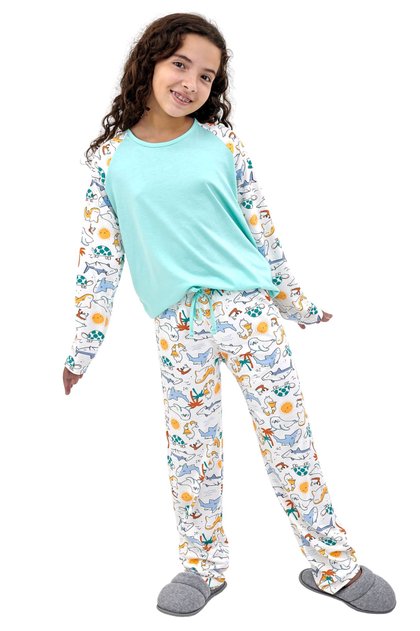 pijama infantil menina inverno longo fundo do mar mania pijamas 5