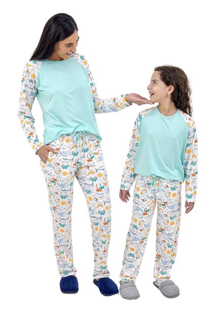 kit pijamas mae e filha longo inverno fundo do mar mania pijamas 2