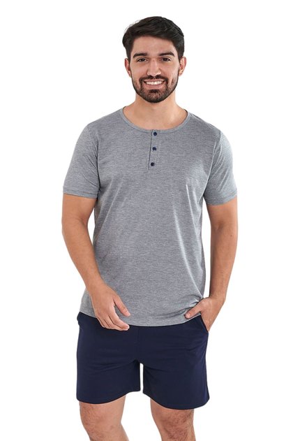 pijama masculino curto com short samba cancao bolsos roupa de dormir masculina 2