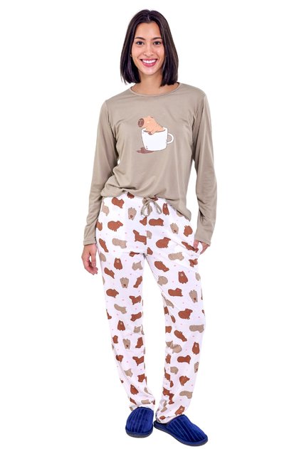 pijama feminino longo capivara mania pijamas 2025