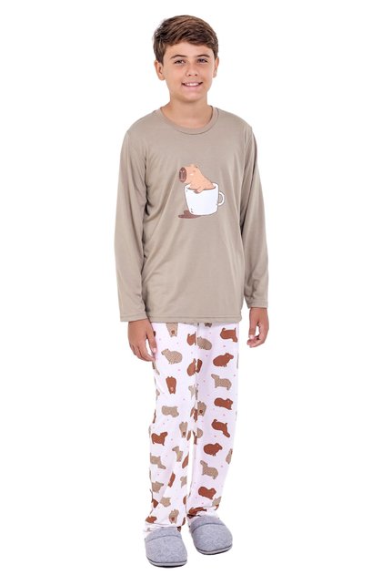 pijama infantil menino longo capivara mania pijamas 2025