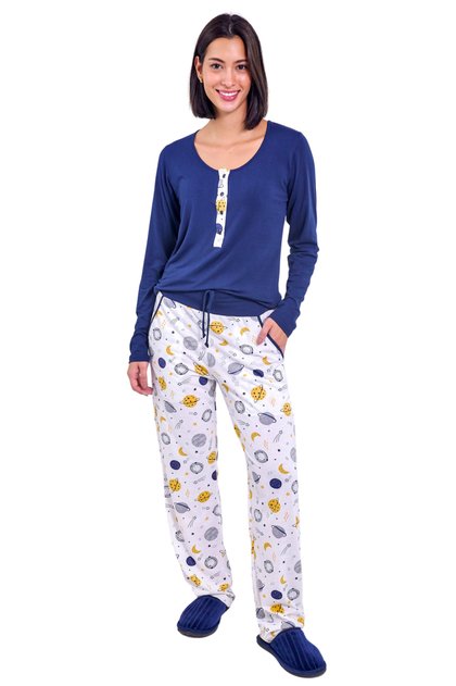 pijama feminino longo gestante planetas mania pijamas 2025 1