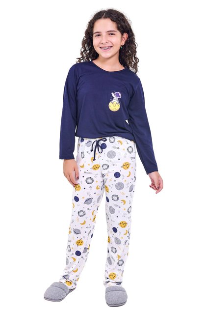 pijama infantil menina longo planetas mania pijamas 2025