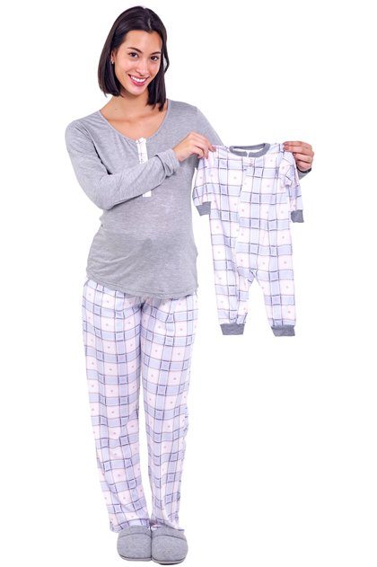 kit de pijamas mae bebe longo xadrez coracao mania pijamas 2025