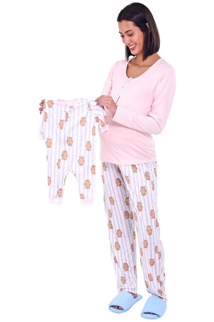kit de pijamas mae bebe ursinhos listrados mania pijamas 2025 2