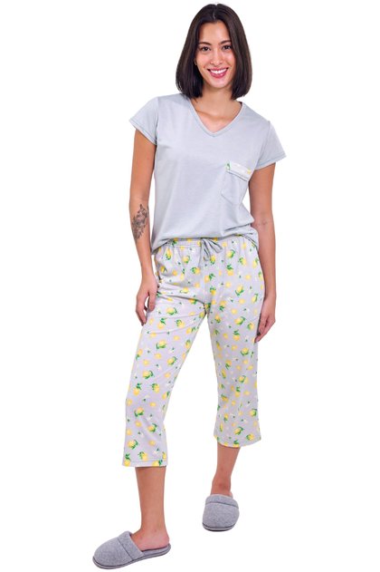 pijama feminino com calca capri limao mania pijamas 2025