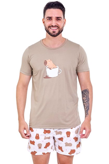 pijama masculino curto verao capivara mania pijamas 2025