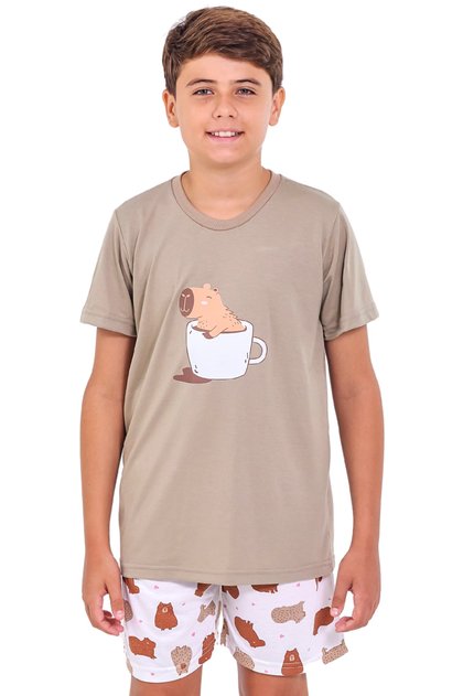pijama infantil menino curto verao capivara mania pijamas 2025