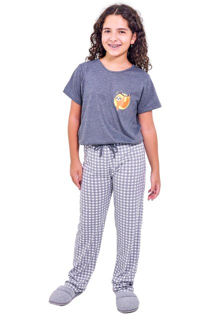 pijama infantil menina longo bicho preguica mania pijamas 2025
