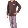 pijama infantil menino xadrez marrom mania pijamas 2025 4