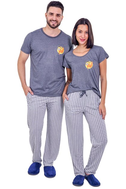 kit casal longo preguica mania pijamas