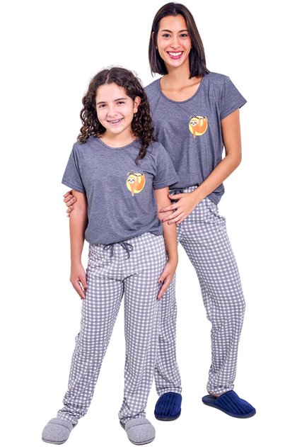 kit mae filha longo preguica mania pijamas