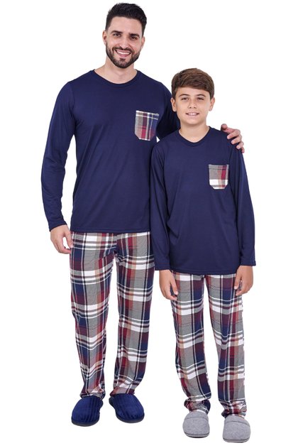 kit pai filho inverno xadrez marinho