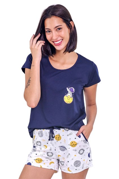 pijama feminino curto planetas verao mania pijamas 3