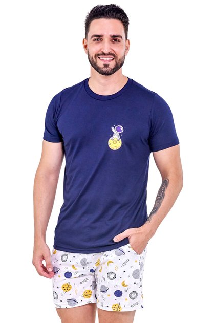 pijama masculino curto planetas verao mania pijamas
